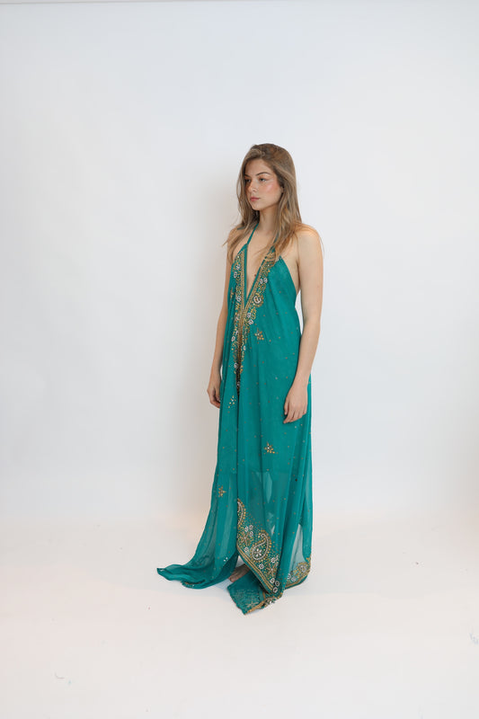 Vestido joya turquesa 026