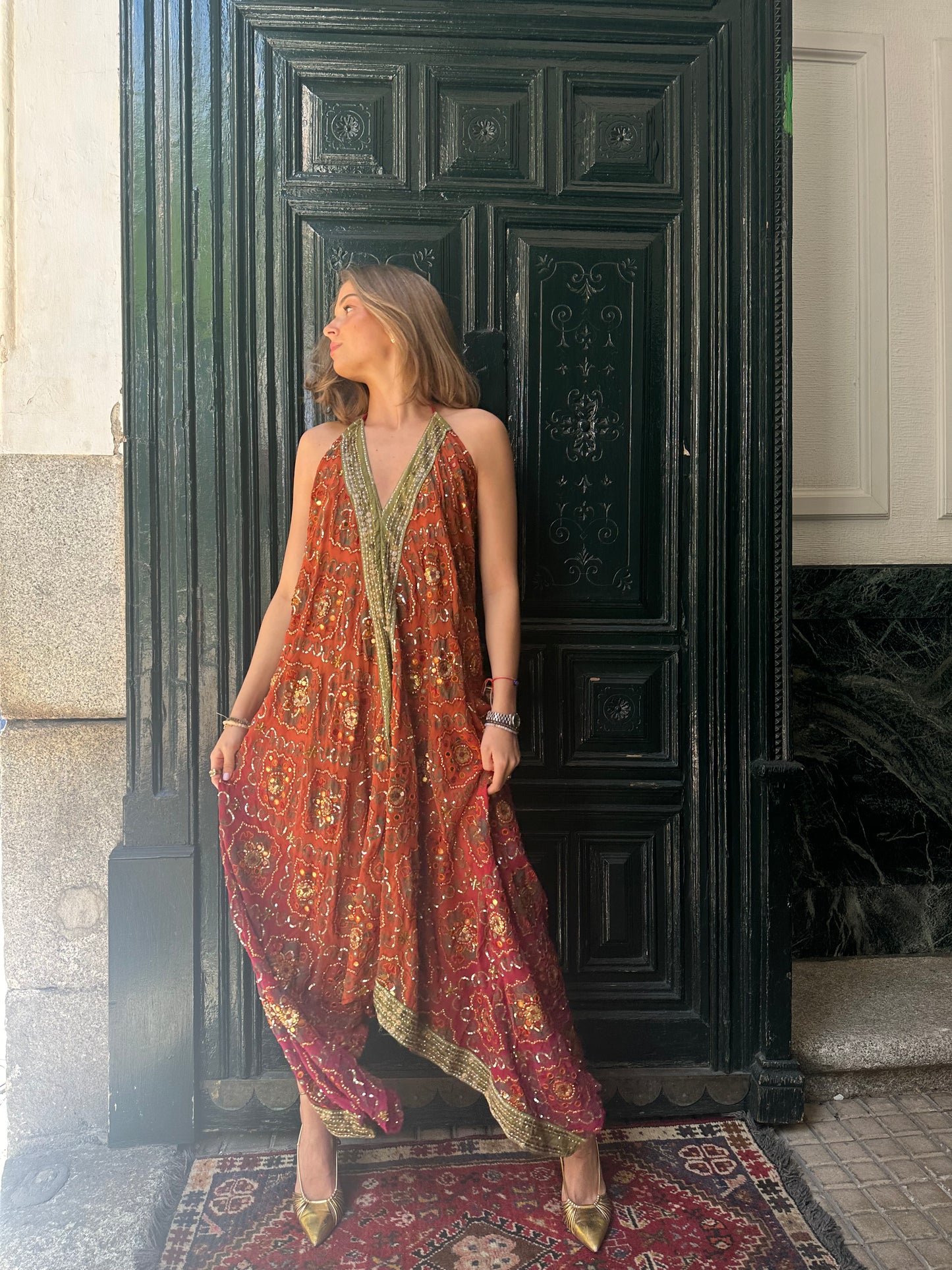 Vestido joya naranja terracota