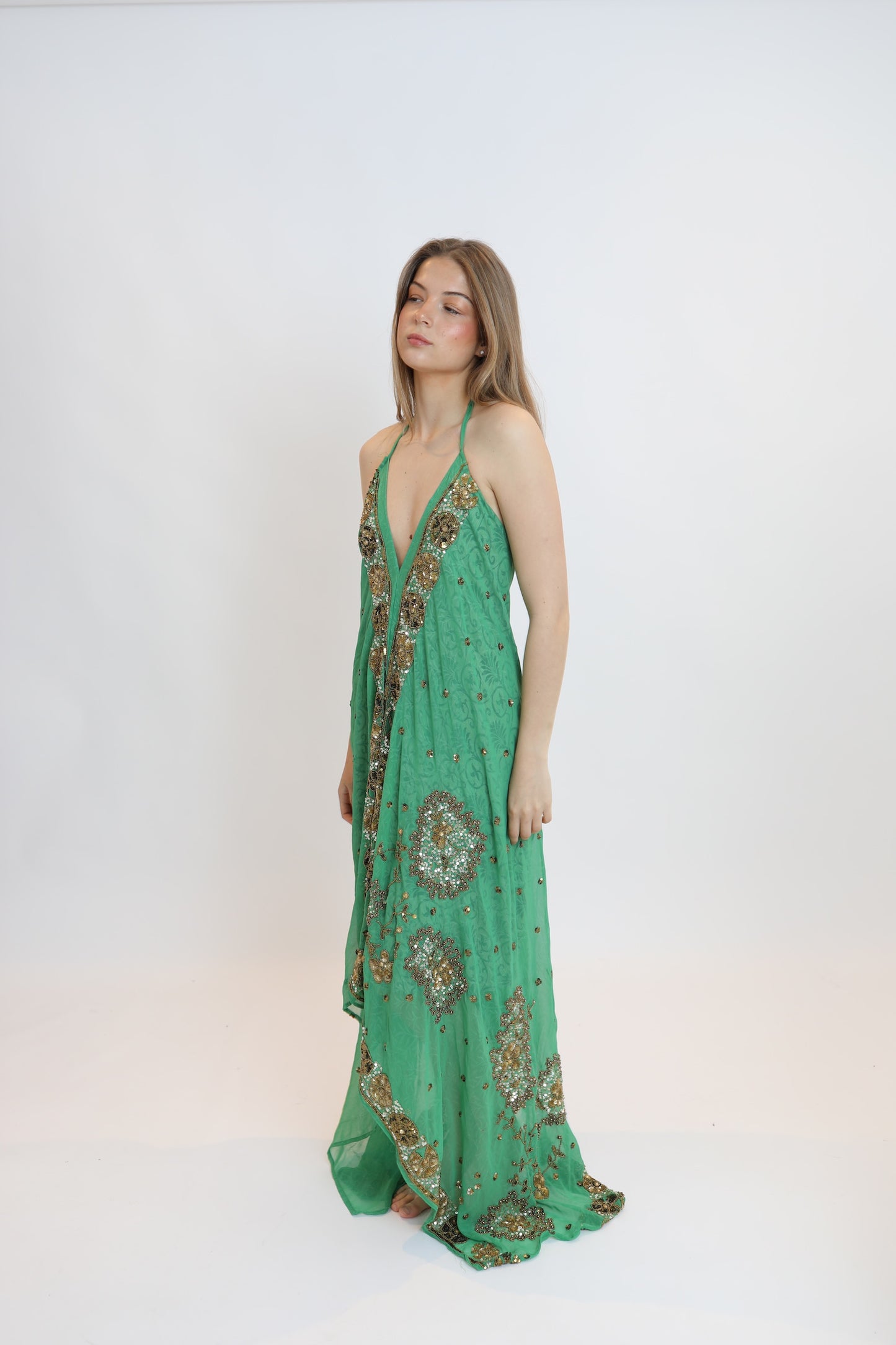 Vestido joya verde 036