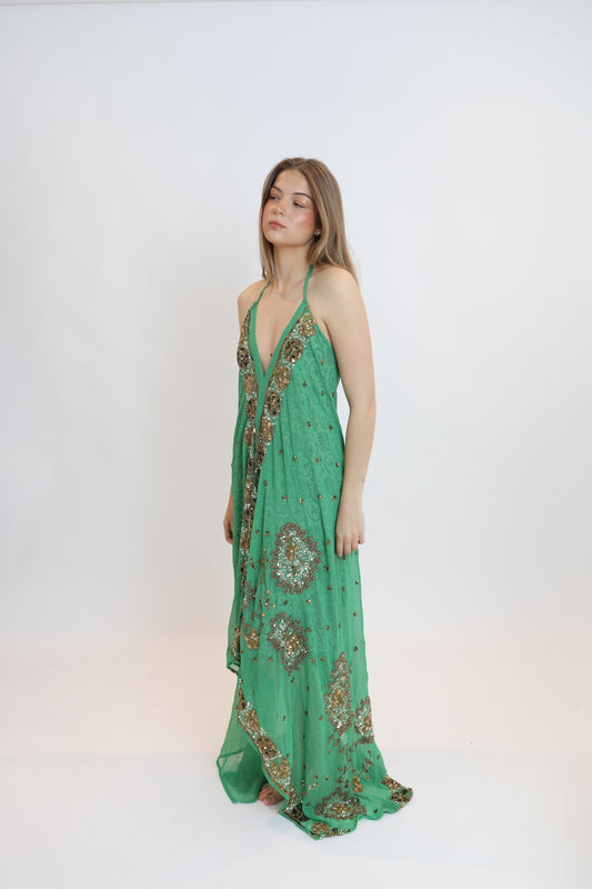 Vestido joya verde 036