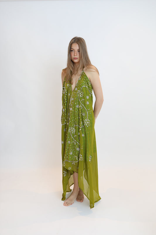 Vestido joya verde 052