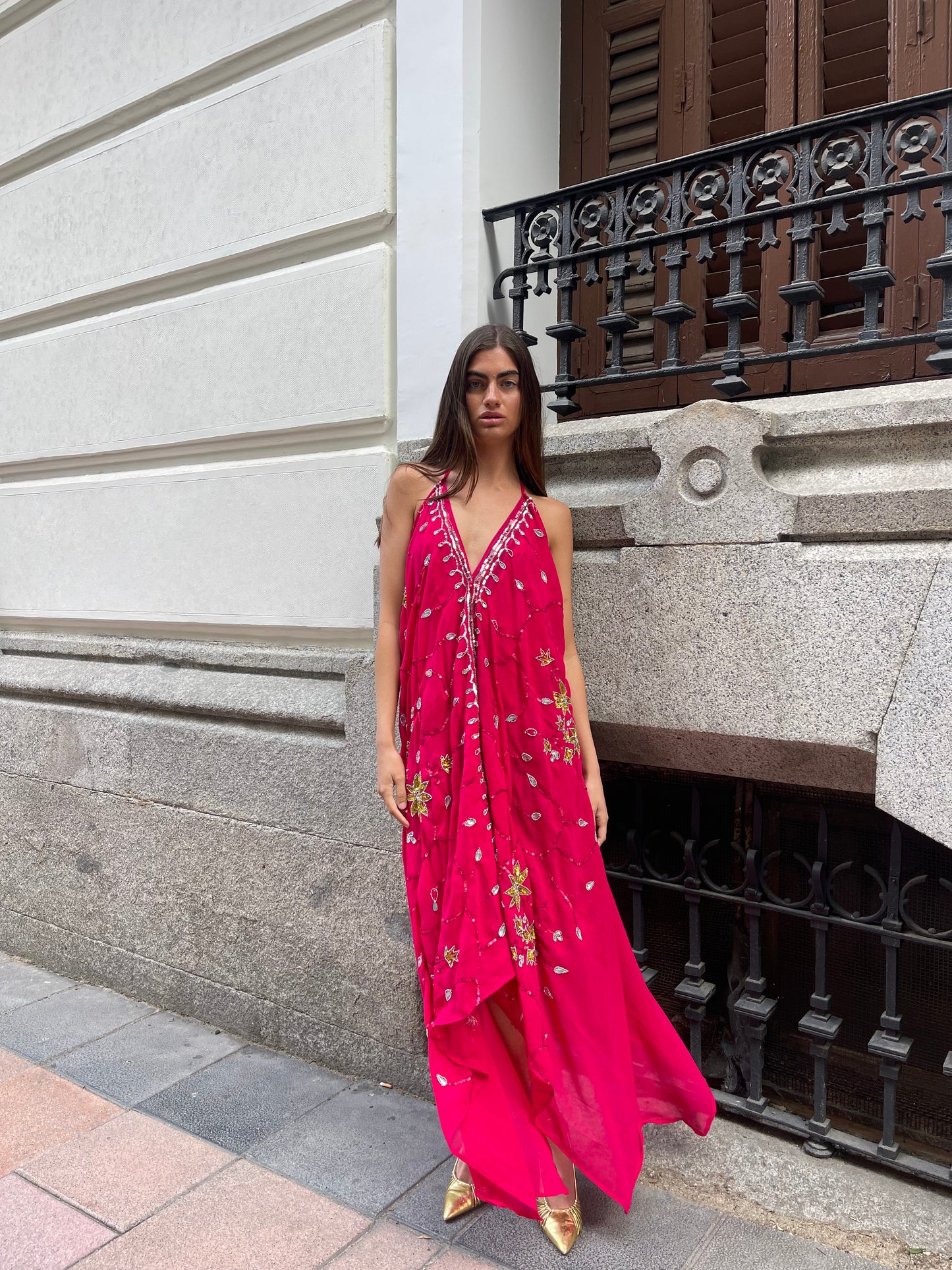 Vestido joya rosa rojo