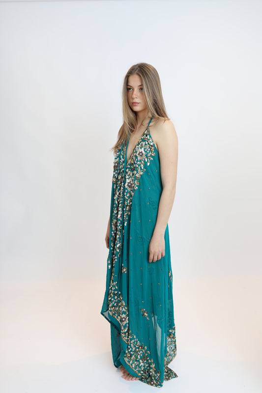 Vestido joya turquesa 037