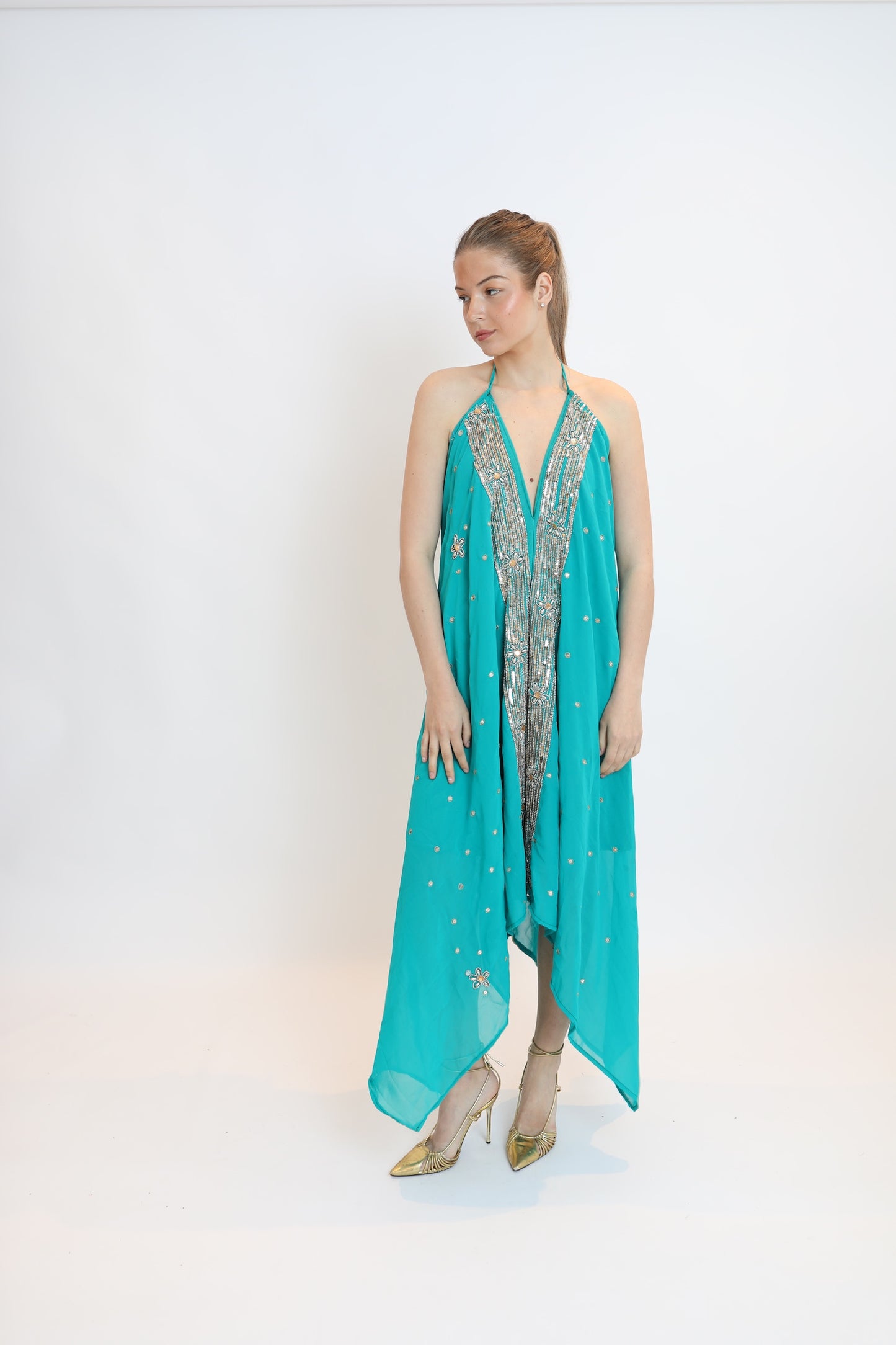 Vestido joya turquesa 094
