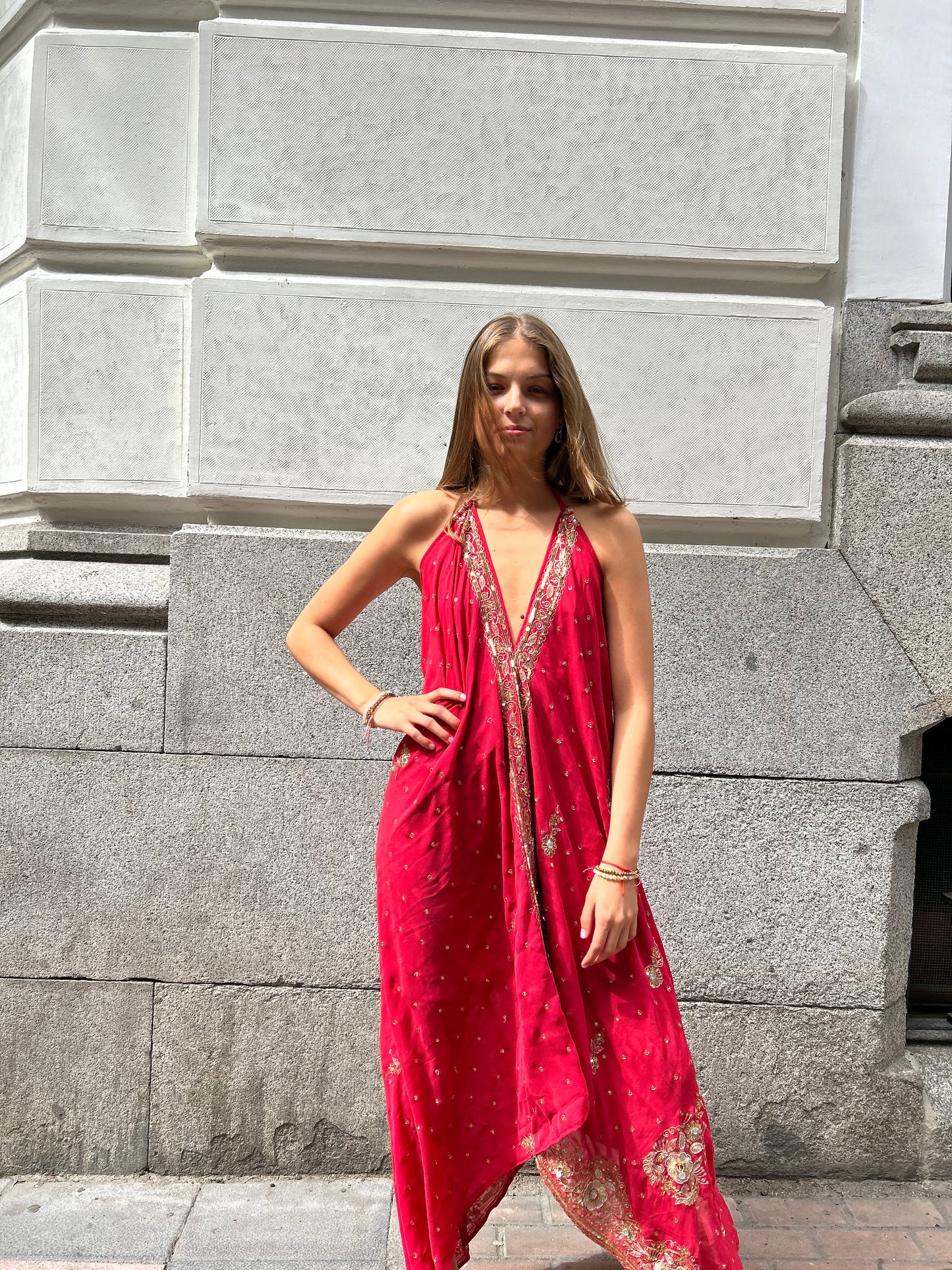 Vestido Joya rosa rojo