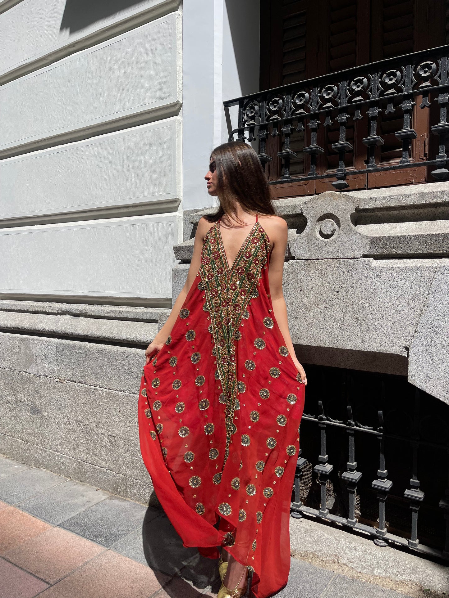 Vestido joya rojo terracota