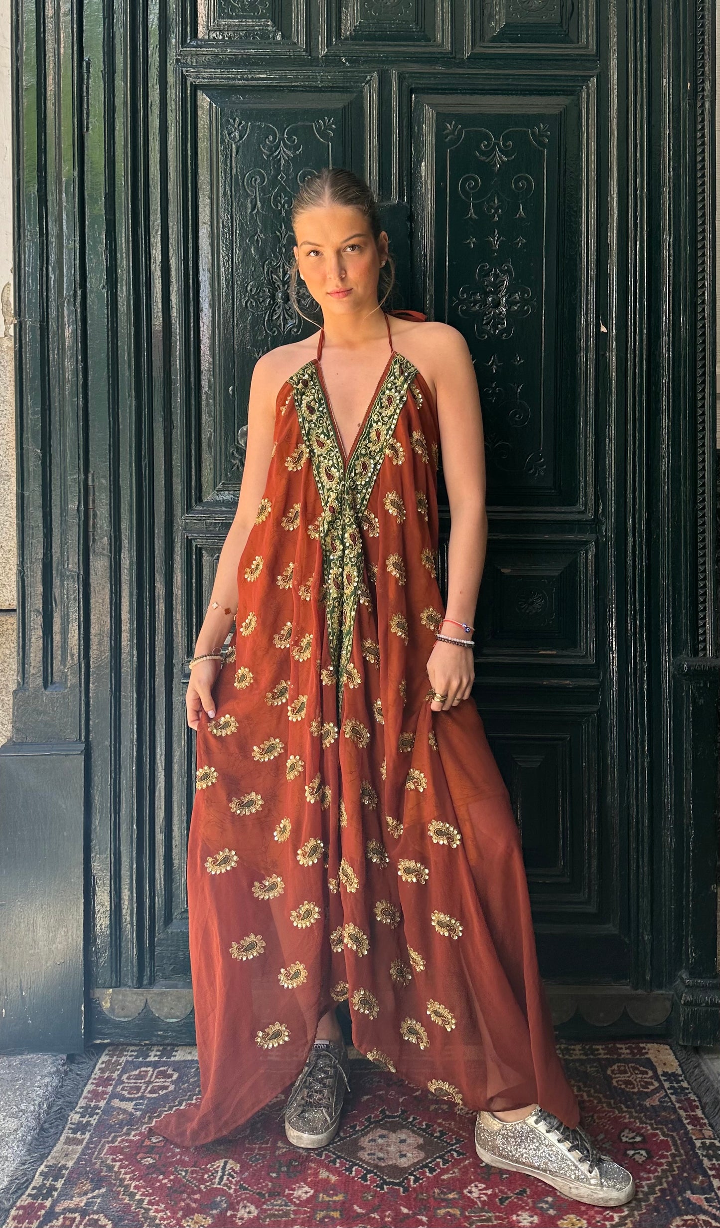 Vestido joya terracota