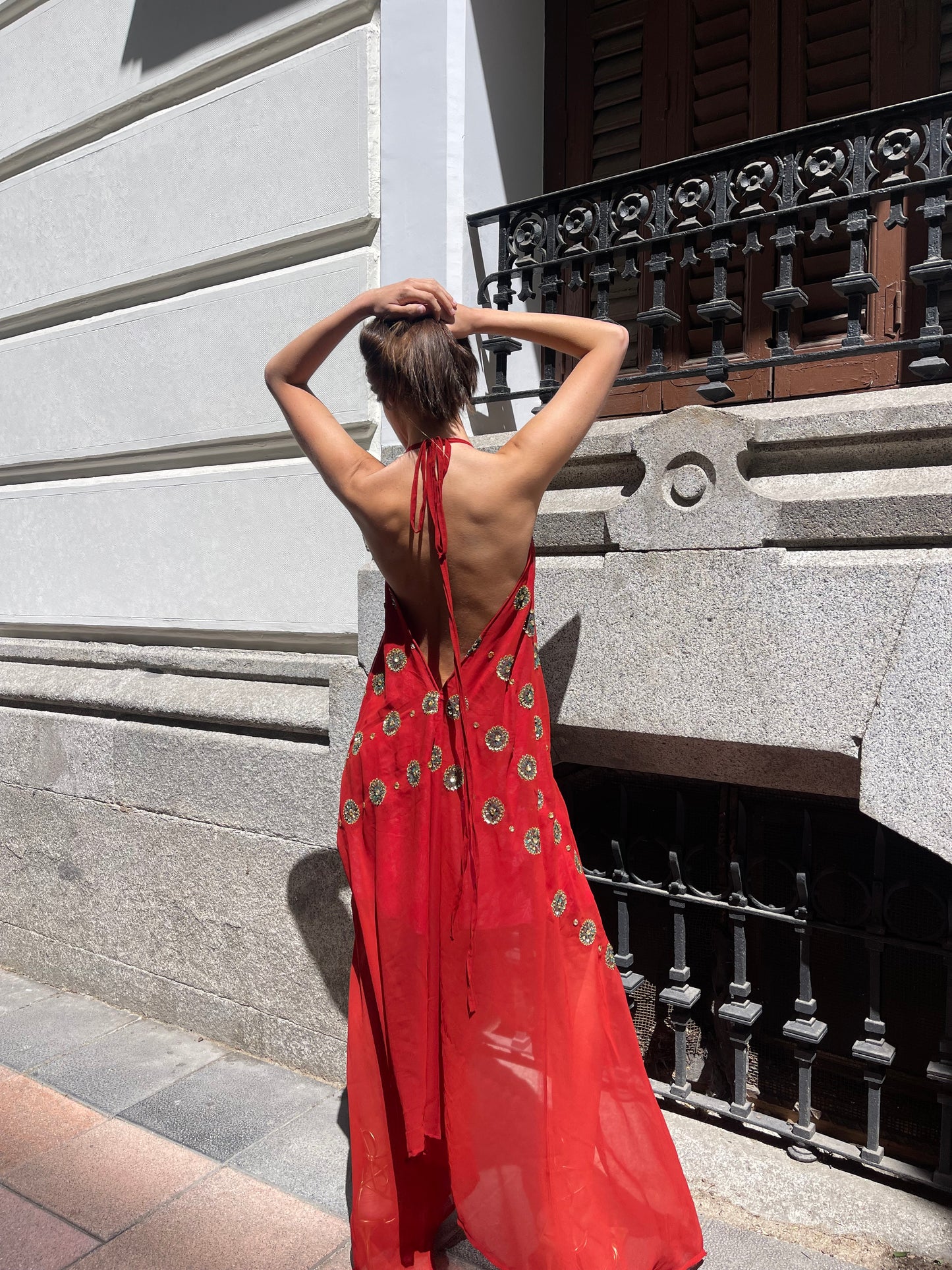 Vestido joya rojo terracota