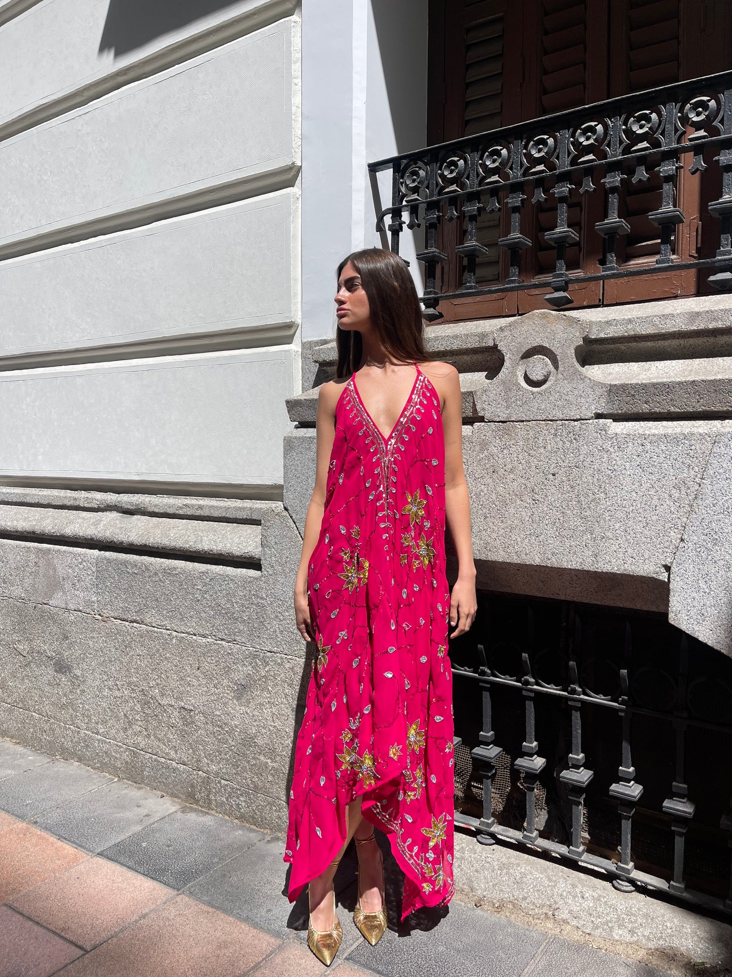 Vestido joya rosa rojo