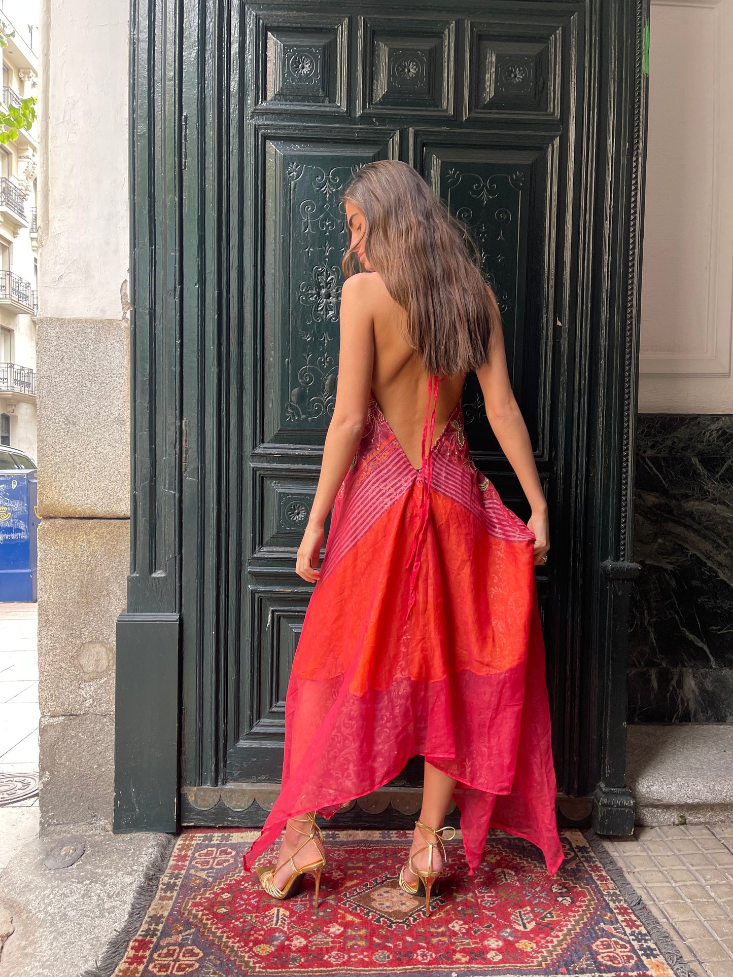 Vestido joya rosa rojo