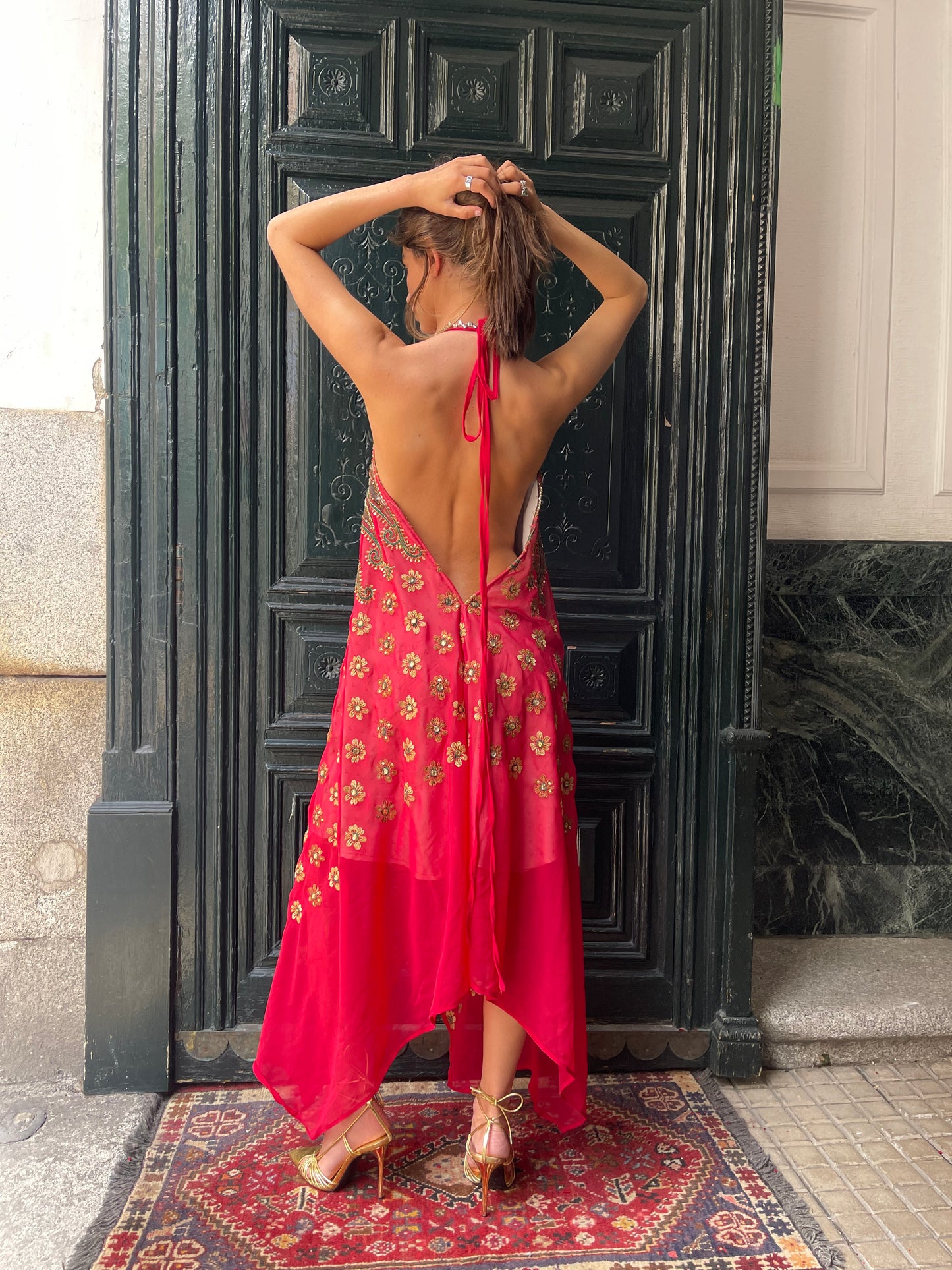 Vestido joya rosa rojo