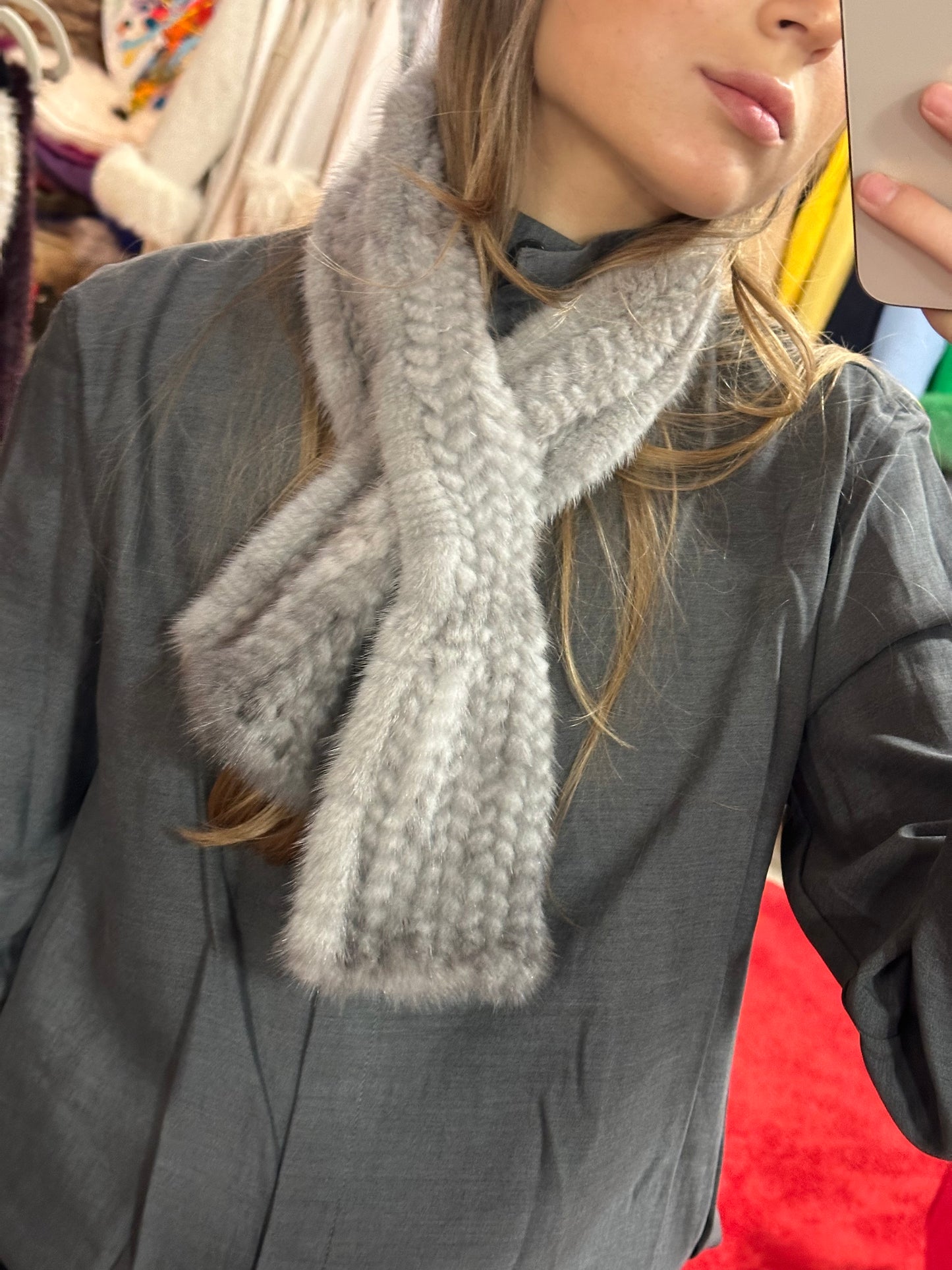 Mini cuello de visón (gris)