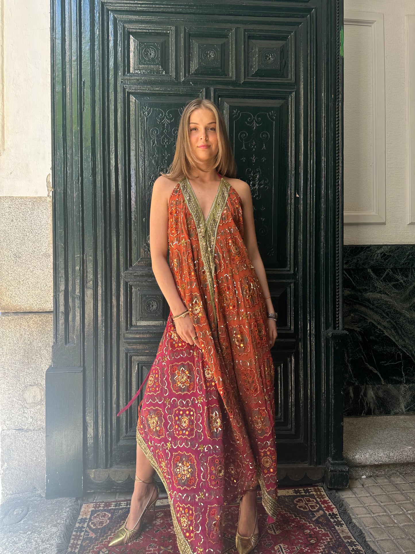 Vestido joya naranja terracota