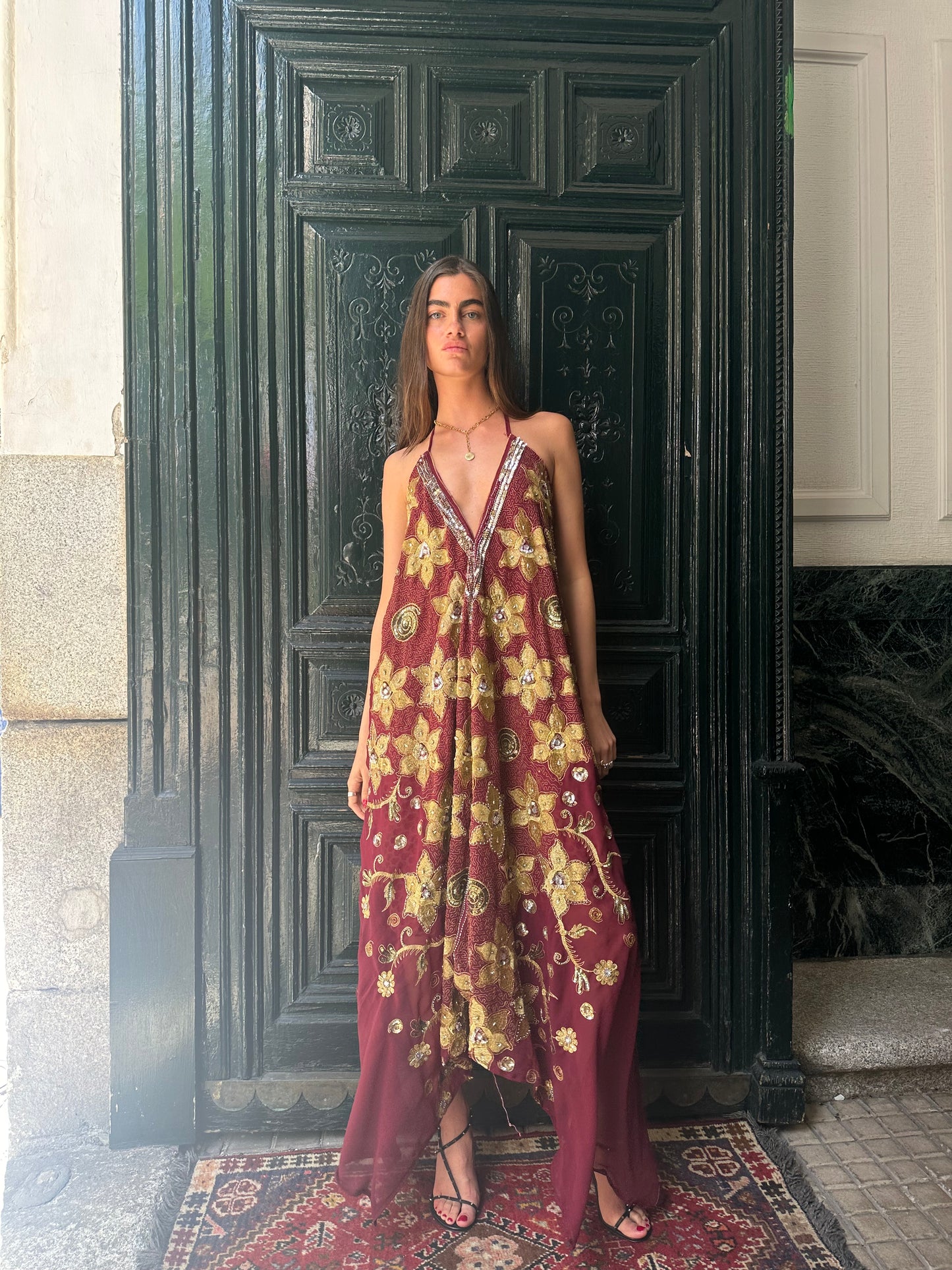 Vestido joya terracota