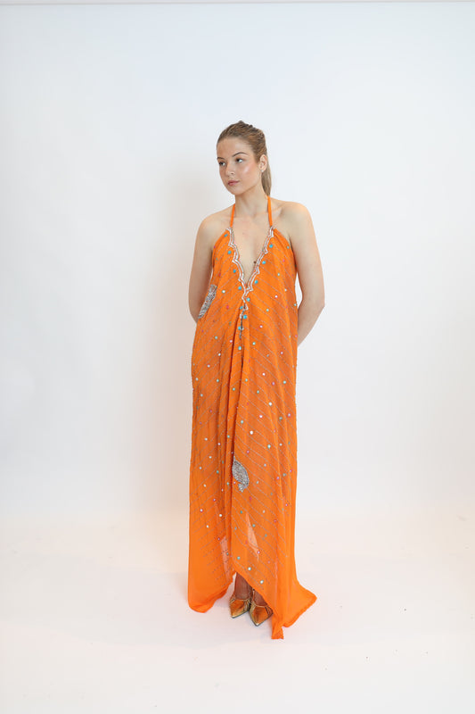 Vestido joya naranja 057