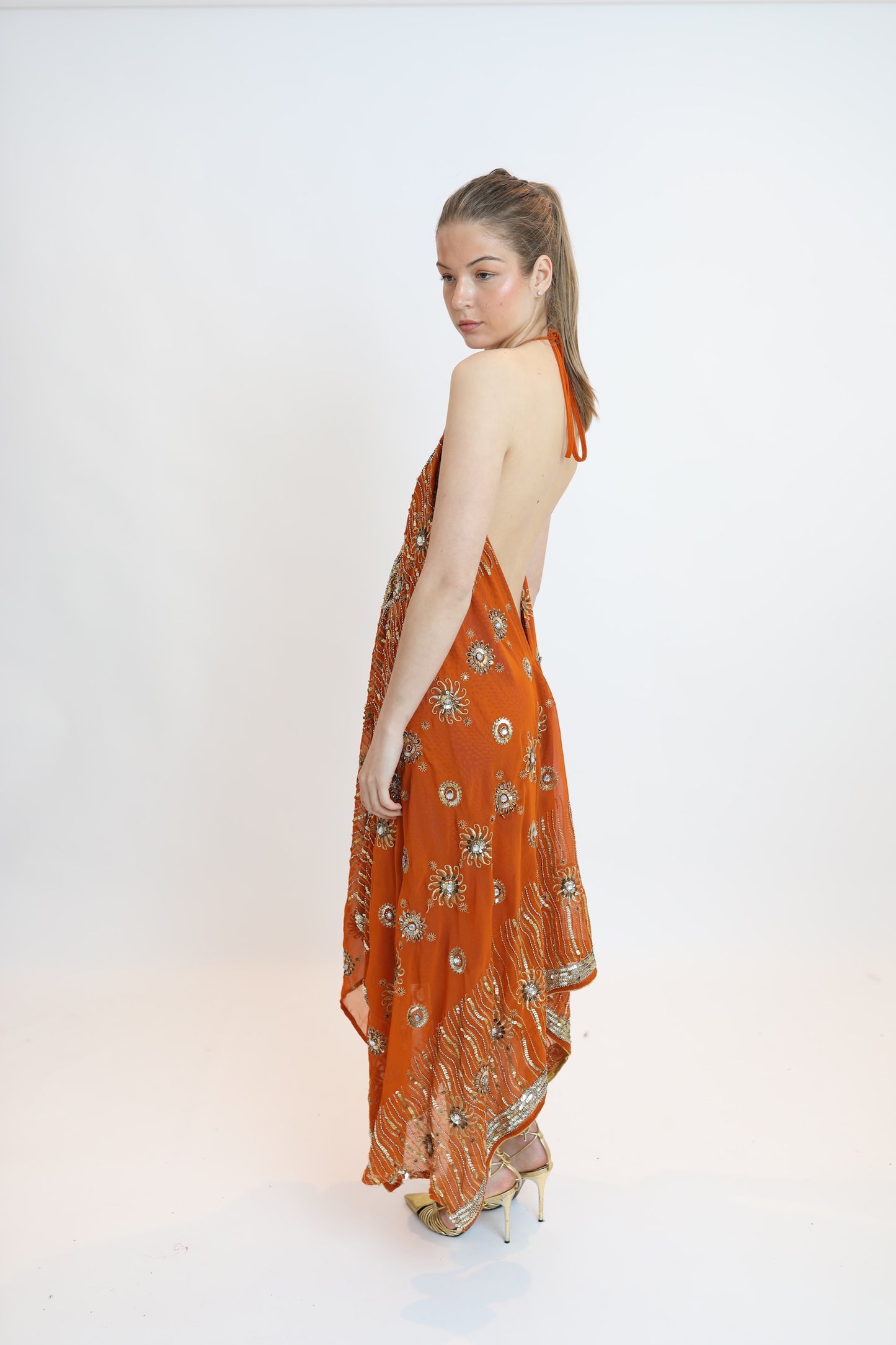 Vestido joya naranja 065