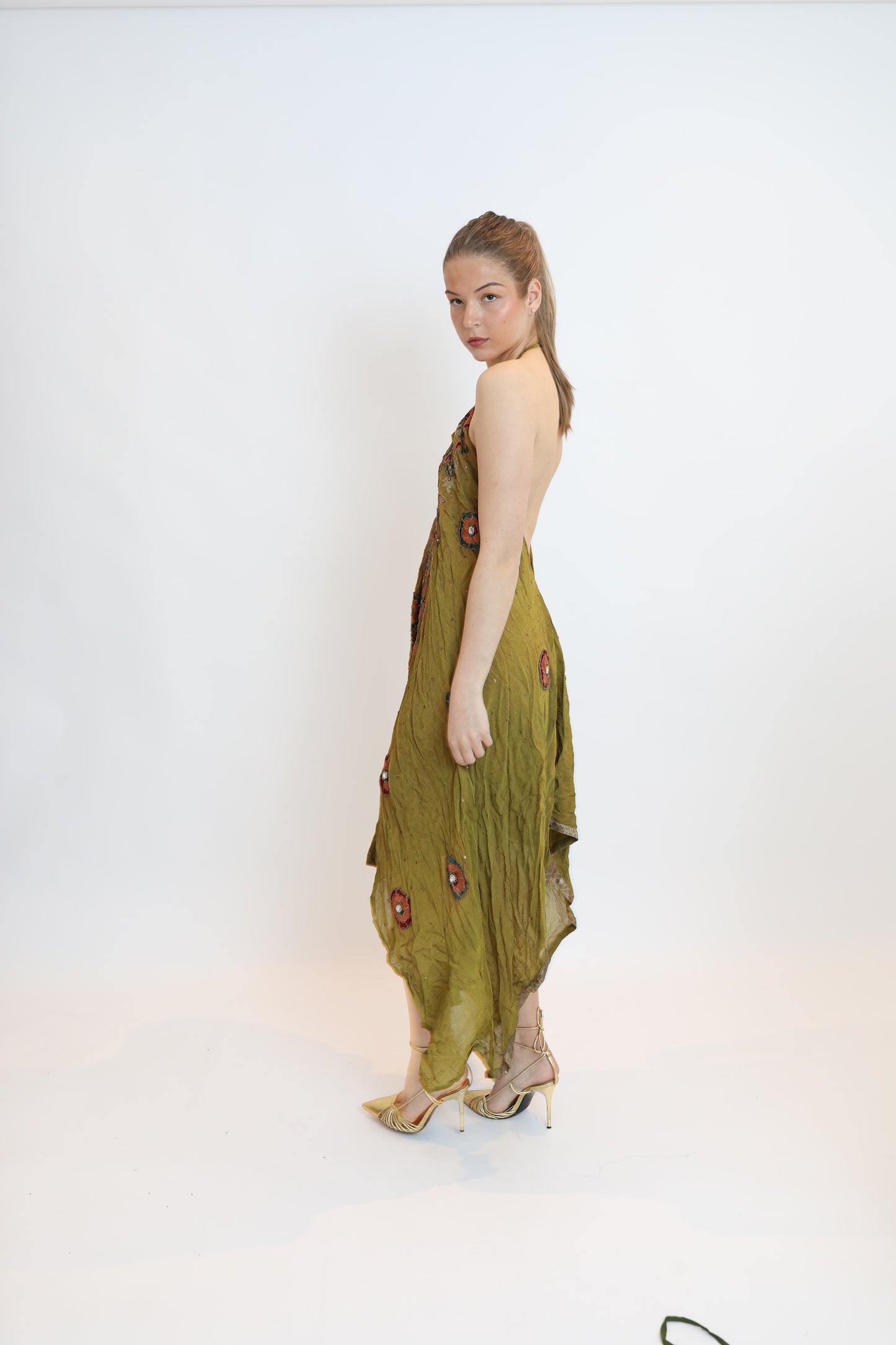 Vestido joya verde 099