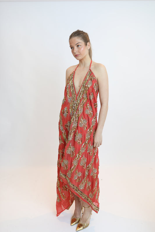 Vestido joya naranja 067