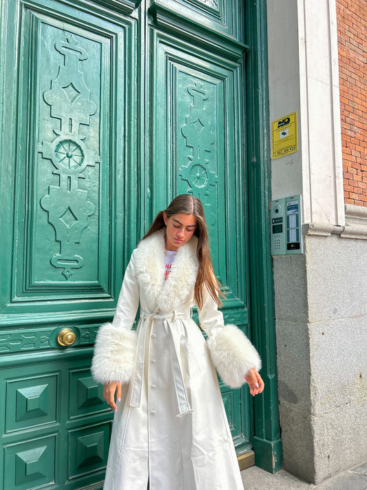 Abrigo vegano estrella long blanco