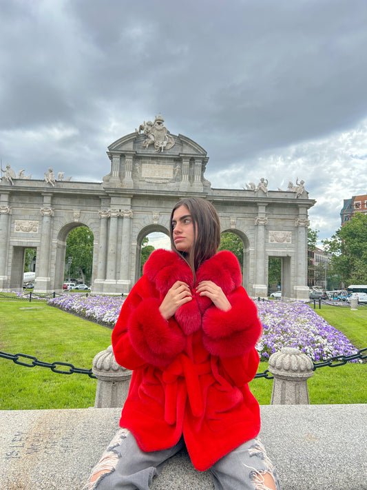 Marshmallow hood red coat